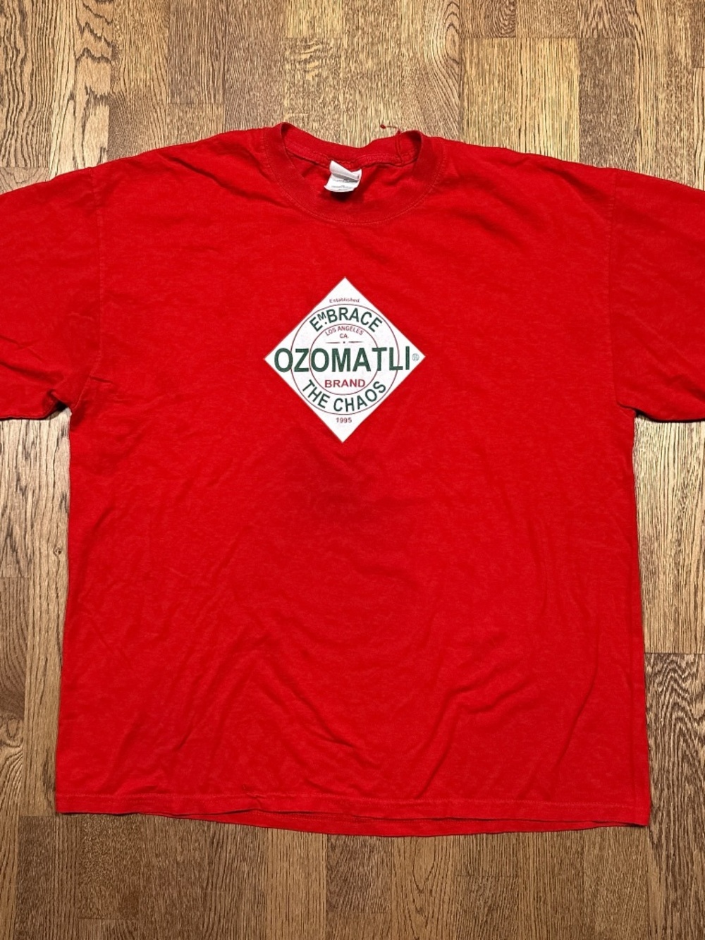 Vintage Y2K Ozomatli Embrace the Chaos Red Tobaso T Shirt Mens XL